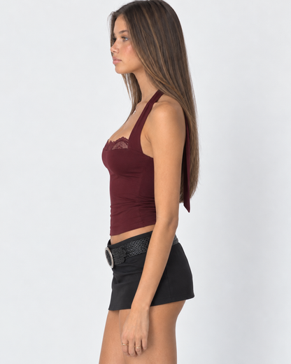 Cecilia | Top Halter con Escote de Encaje