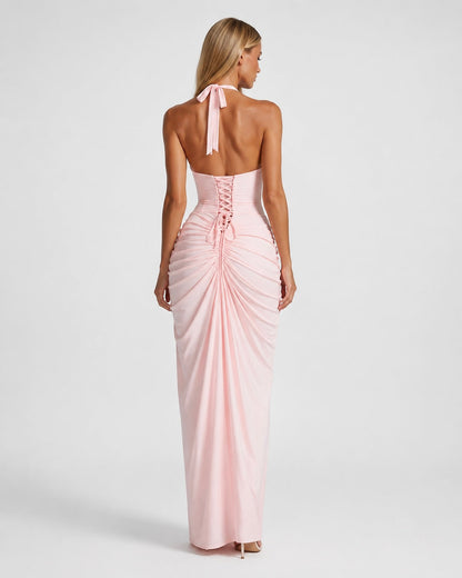 Claudia | Vestido Largo Halter con Abertura