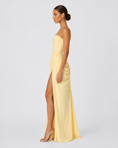 Ariadna | Vestido Largo Palabra de Honor Drapeado