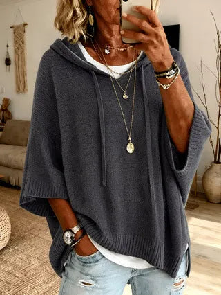 Sudadera oversize con capucha para mujer de punto suave casual