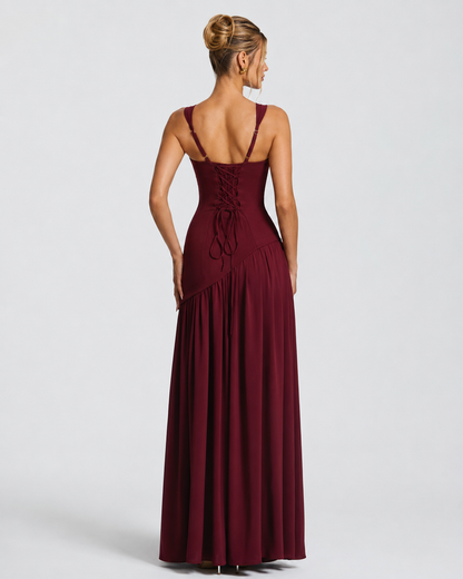 Alma | Vestido Largo Corsé con Pañuelo y Abertura