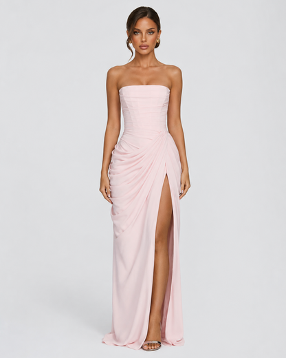 Ariadna | Vestido Largo Palabra de Honor Drapeado