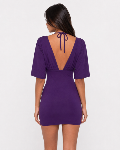 Mía | Vestido Corto con Escote en V y Espalda Abierta