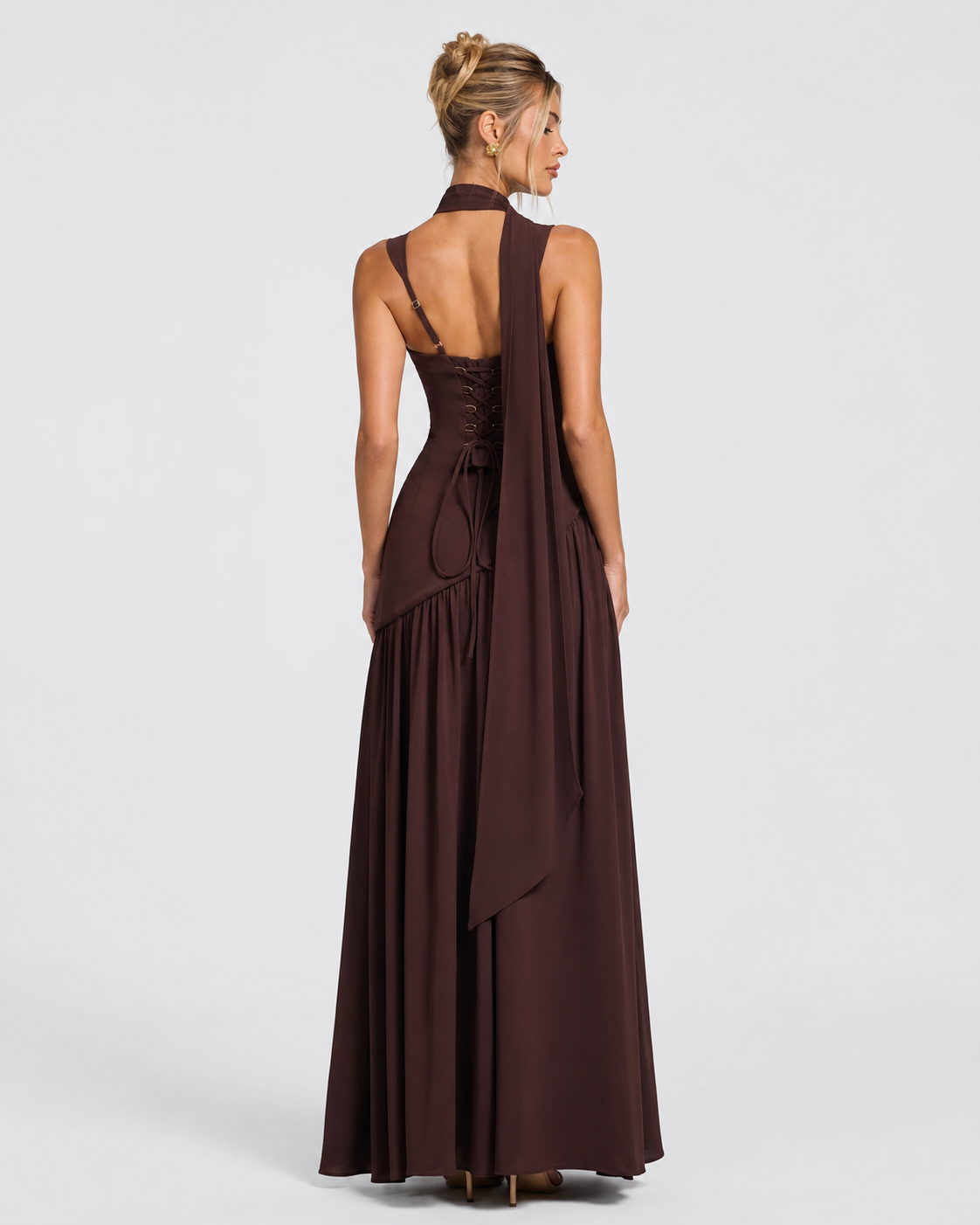Alma | Vestido Largo Corsé con Pañuelo y Abertura