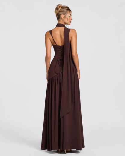 Alma | Vestido Largo Corsé con Pañuelo y Abertura