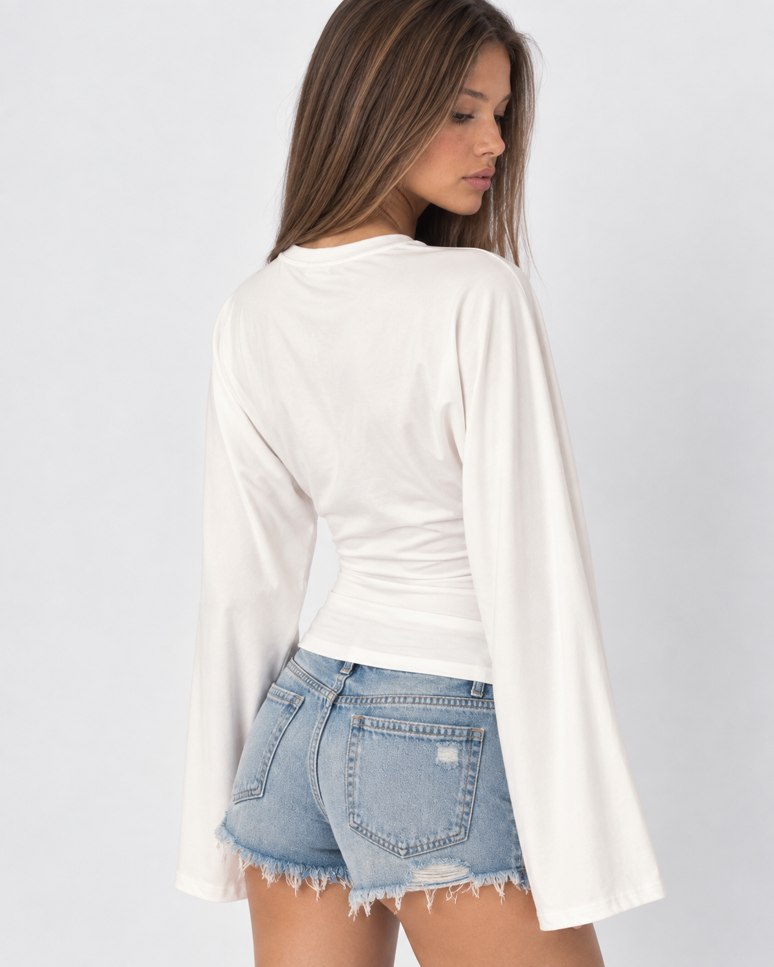 Bárbara | Top Fruncido con Mangas Acampanadas