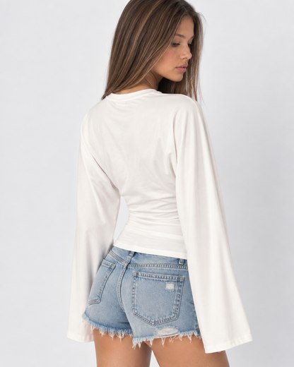 Bárbara | Top Fruncido con Mangas Acampanadas