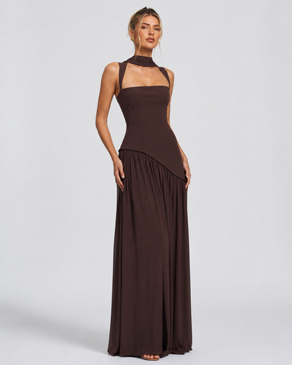 Alma | Vestido Largo Corsé con Pañuelo y Abertura