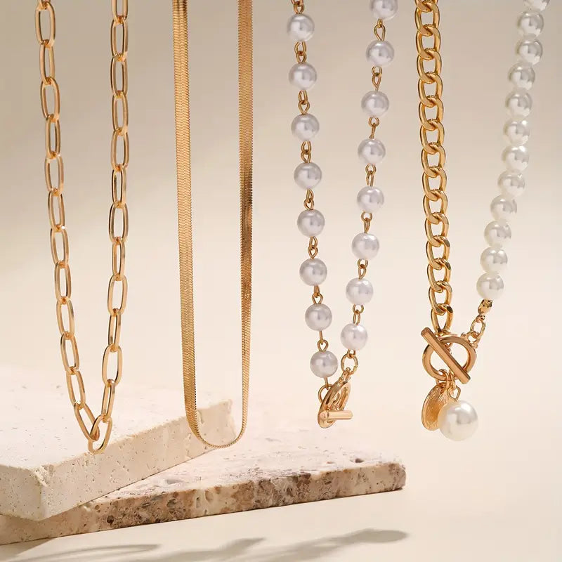 Set de Collares | Vintage de Perla y Cadena Serpiente