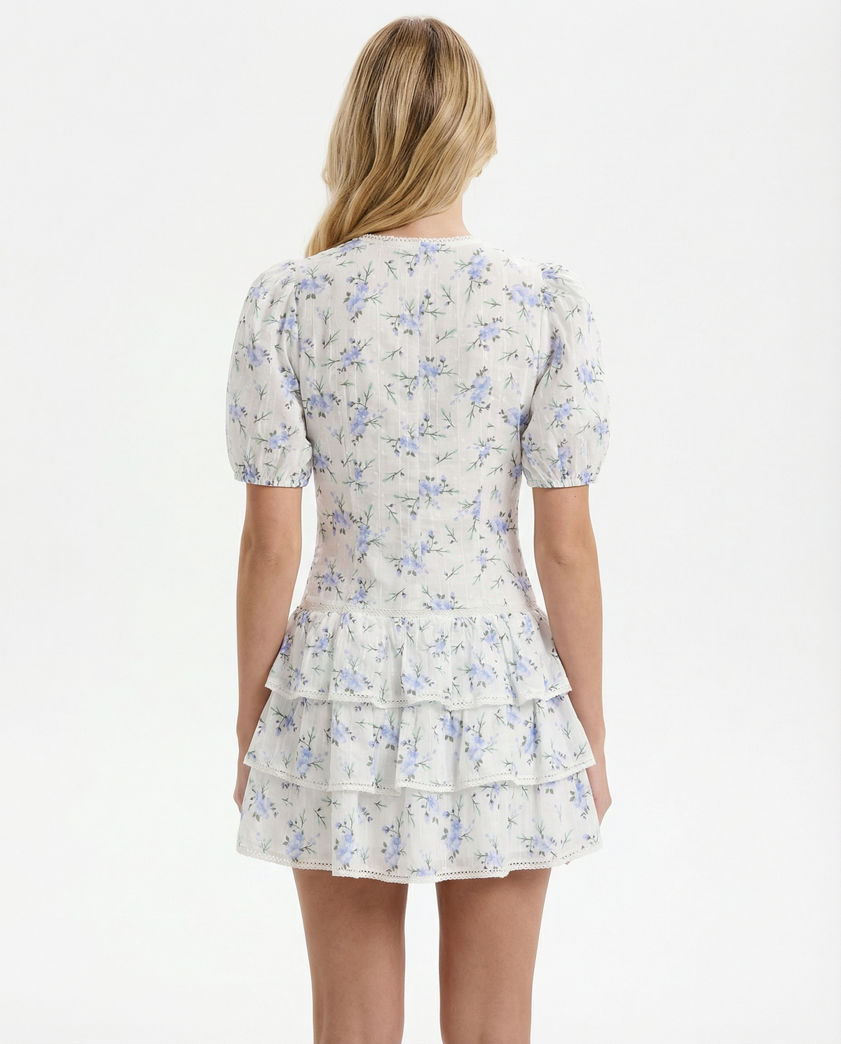Judith | Vestido Corto de Flores con Mangas Abullonadas