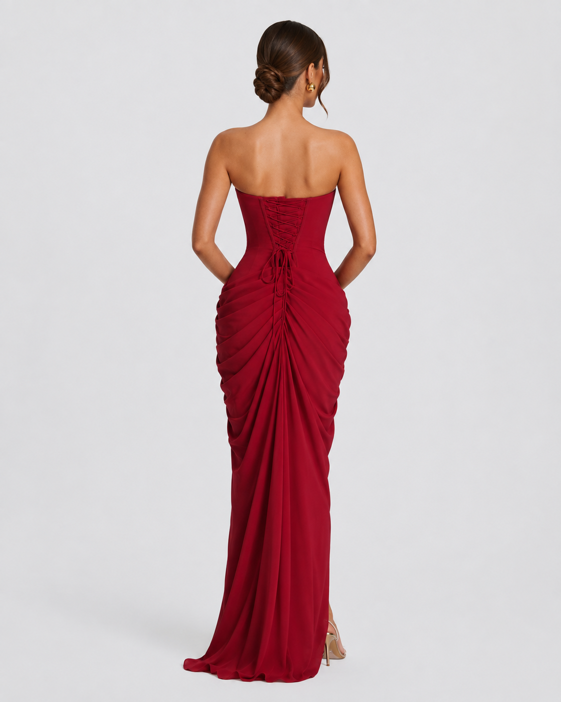 Ariadna | Vestido Largo Palabra de Honor Drapeado