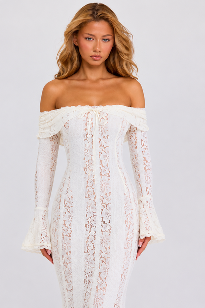 Alejandra | Vestido Sirena de Encaje con Hombros Caídos