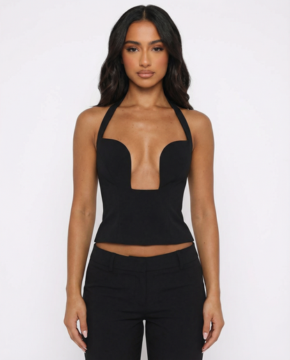 Estefanía | Top Corsé Halter con Escote Profundo
