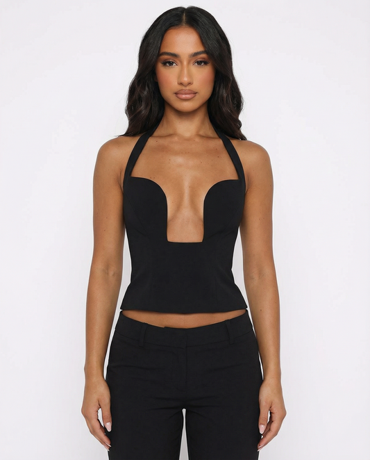 Estefanía | Top Corsé Halter con Escote Profundo
