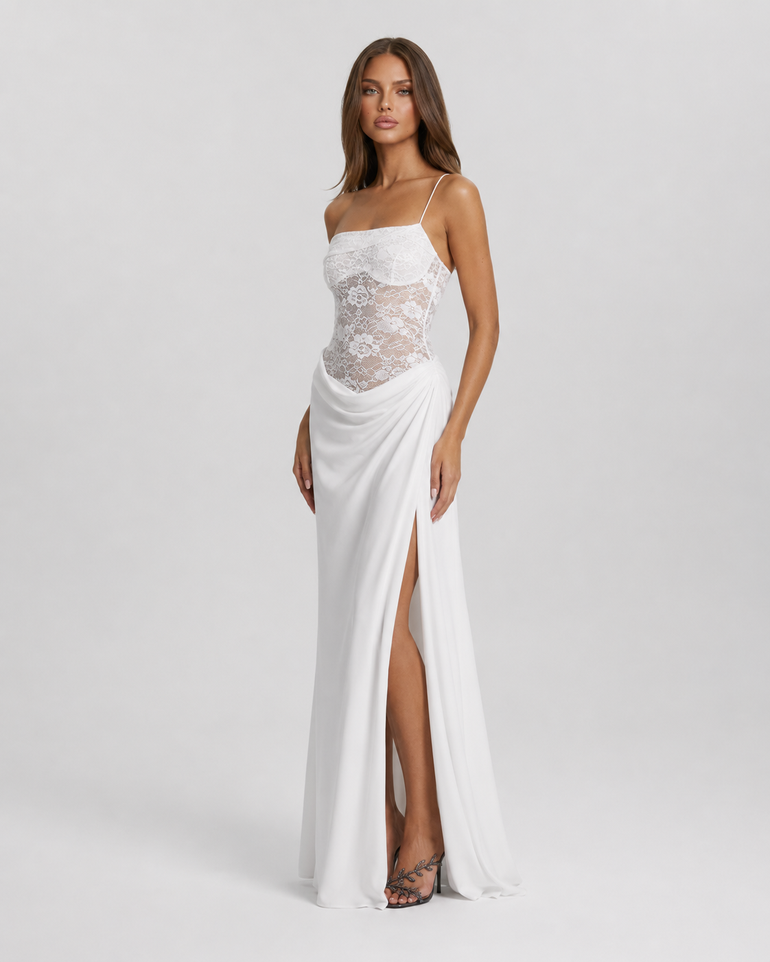 Rocío | Vestido Largo de Encaje de un Hombro