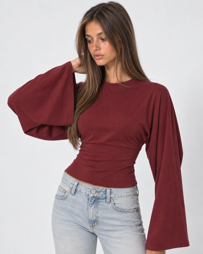 Bárbara | Top Fruncido con Mangas Acampanadas
