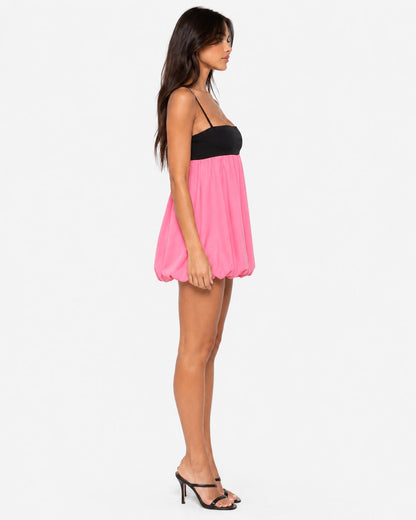 Eva | Vestido Corto Bicolor con Falda Globo