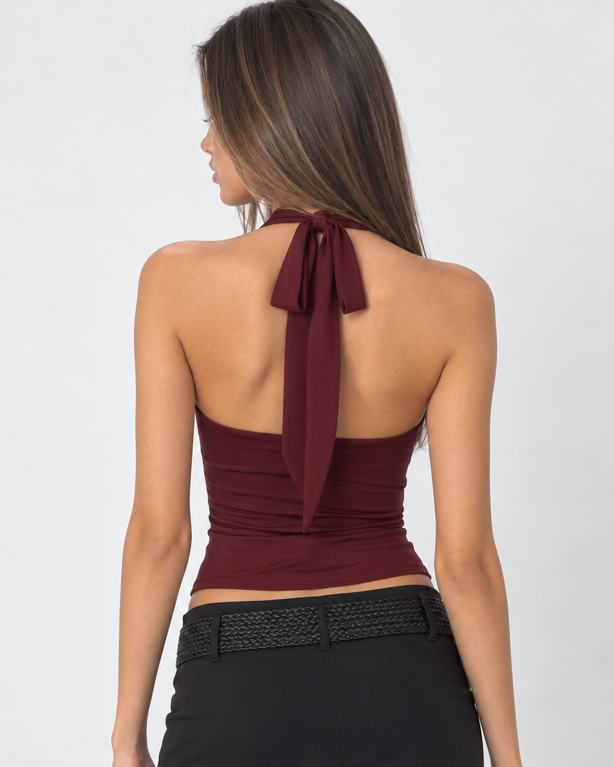 Cecilia | Top Halter con Escote de Encaje