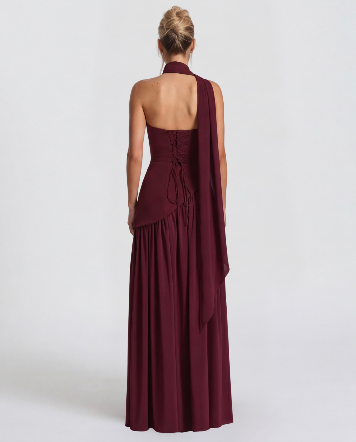 Abril | Vestido Largo Palabra de Honor con Pañuelo