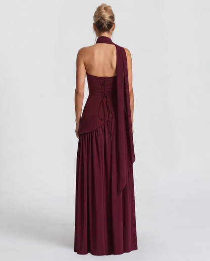 Abril | Vestido Largo Palabra de Honor con Pañuelo