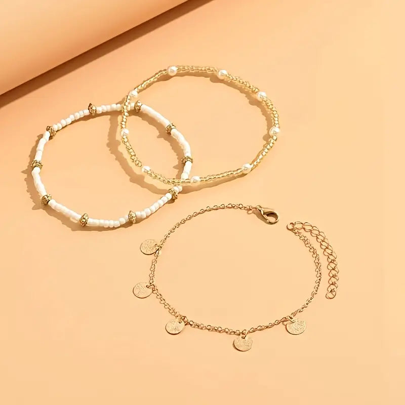 Set de 3 Tobilleras | Coastal Charm en Capas