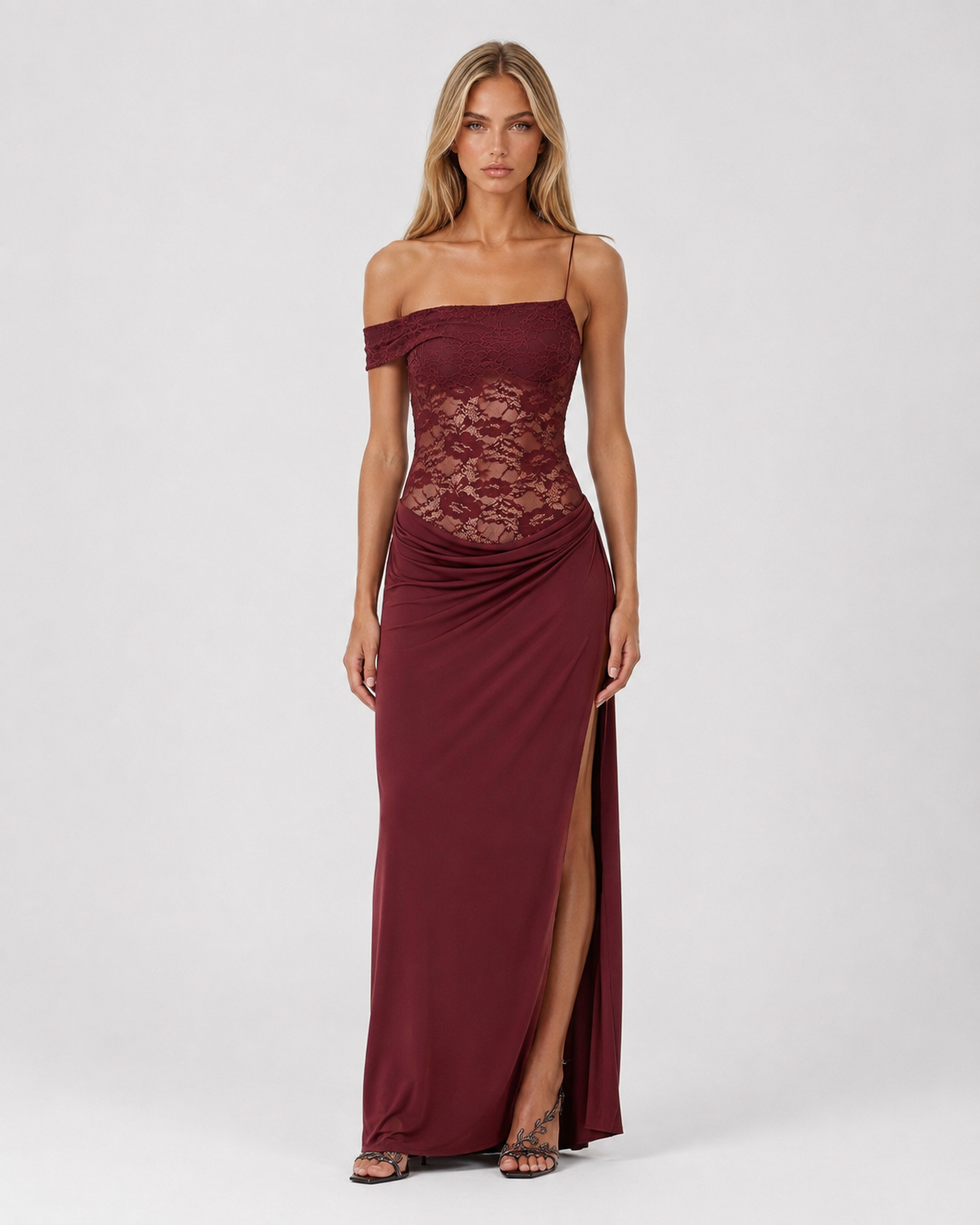 Rocío | Vestido Largo de Encaje de un Hombro