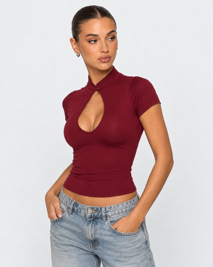 Elvira | Top de Cuello Alto con Abertura en Lágrima