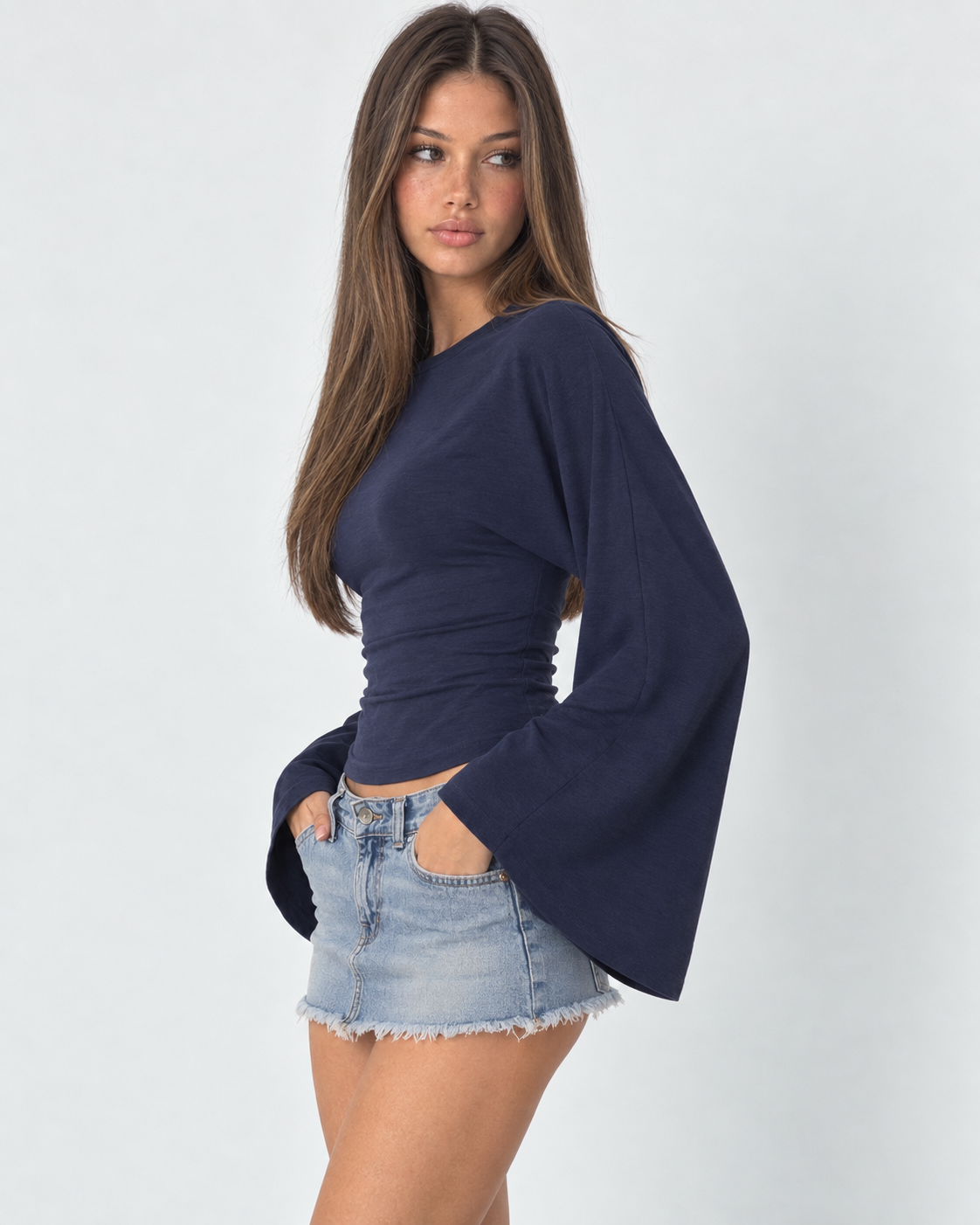 Bárbara | Top Fruncido con Mangas Acampanadas