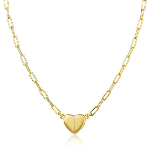 Heart Magnetic Clasp Paperclip Link Necklace