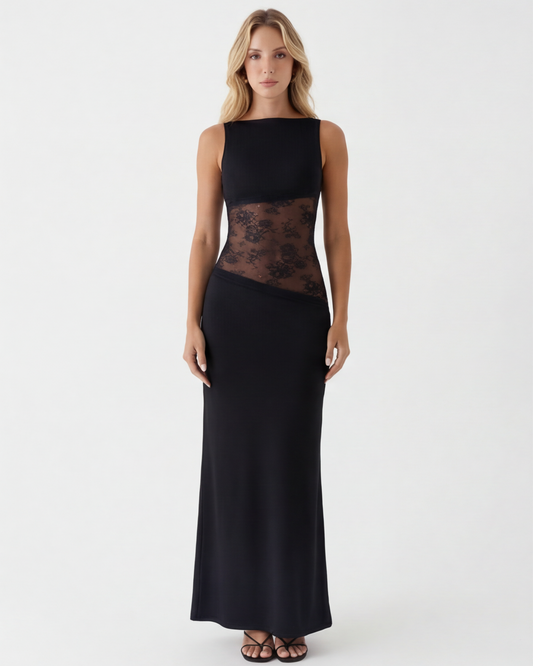 Jimena | Vestido Largo de Cuello Alto con Espalda Abierta