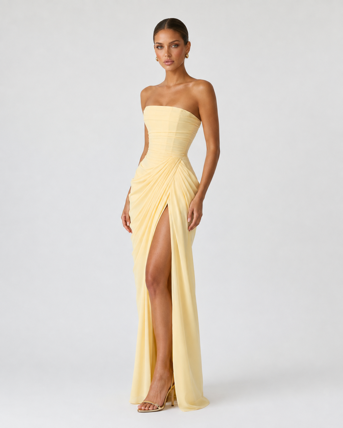 Ariadna | Vestido Largo Palabra de Honor Drapeado