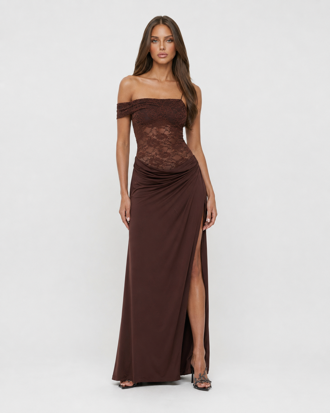 Rocío | Vestido Largo de Encaje de un Hombro