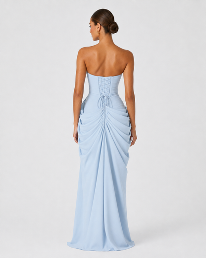 Ariadna | Vestido Largo Palabra de Honor Drapeado