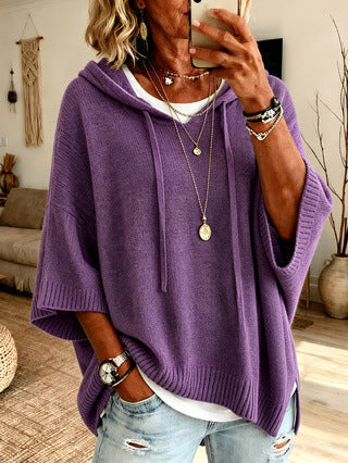 Sudadera oversize con capucha para mujer de punto suave casual