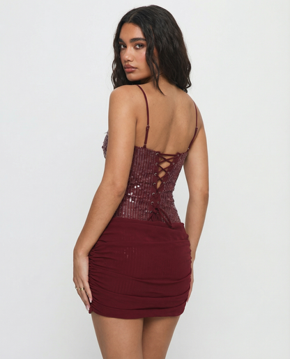 Inma | Vestido Corto con Corsé de Lentejuelas