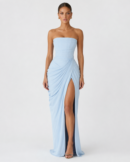 Ariadna | Vestido Largo Palabra de Honor Drapeado