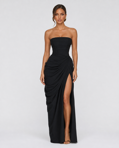 Ariadna | Vestido Largo Palabra de Honor Drapeado