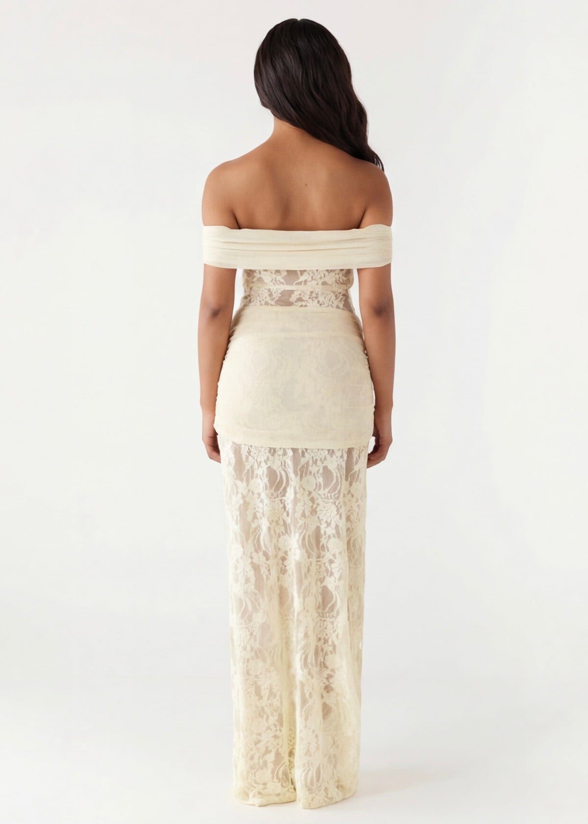 Olivia | Vestido Largo de Encaje con Hombros Caídos