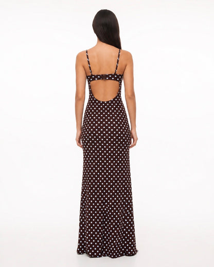 Pilar | Vestido Largo de Lunares con Espalda Abierta