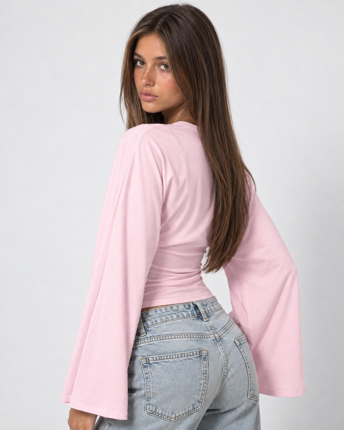 Bárbara | Top Fruncido con Mangas Acampanadas