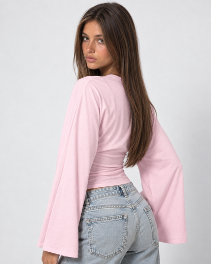 Bárbara | Top Fruncido con Mangas Acampanadas