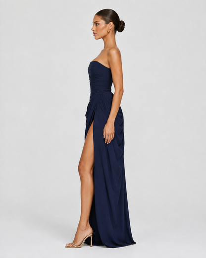 Ariadna | Vestido Largo Palabra de Honor Drapeado