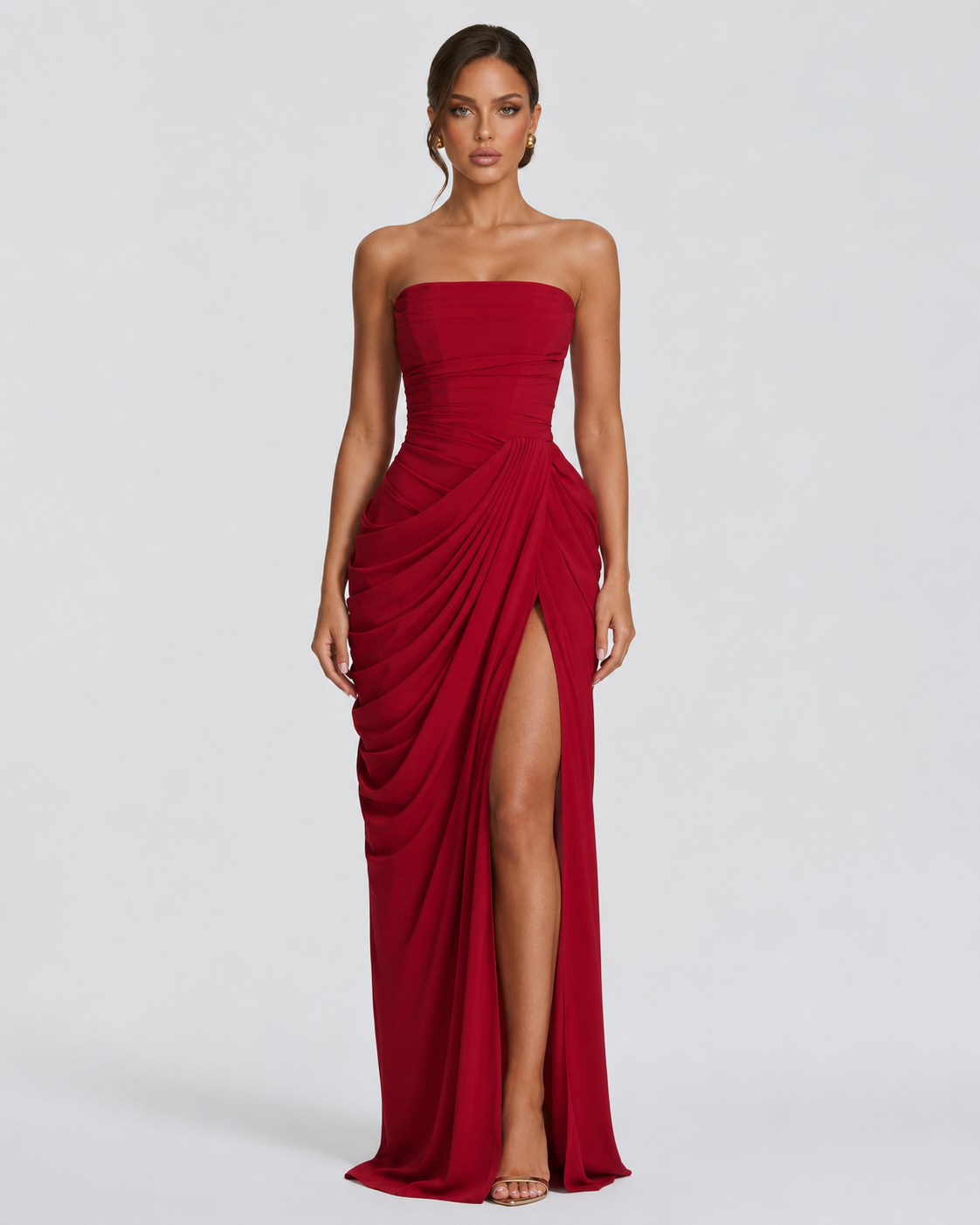 Ariadna | Vestido Largo Palabra de Honor Drapeado