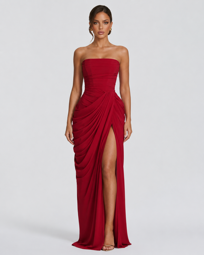Ariadna | Vestido Largo Palabra de Honor Drapeado