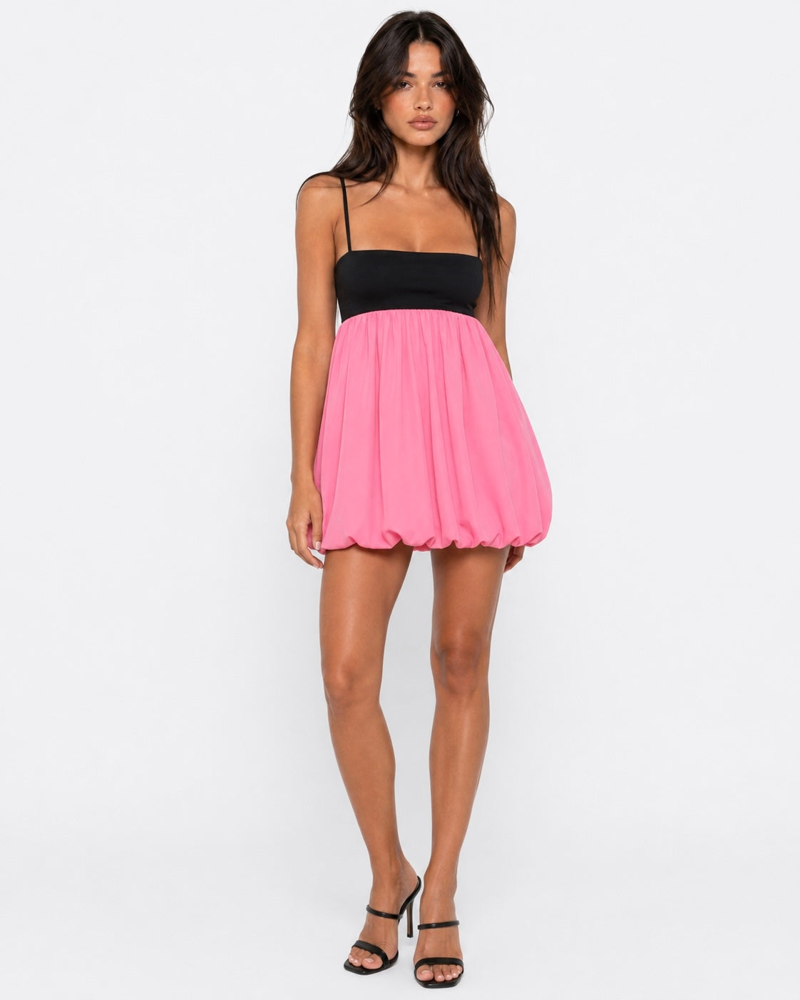 Eva | Vestido Corto Bicolor con Falda Globo