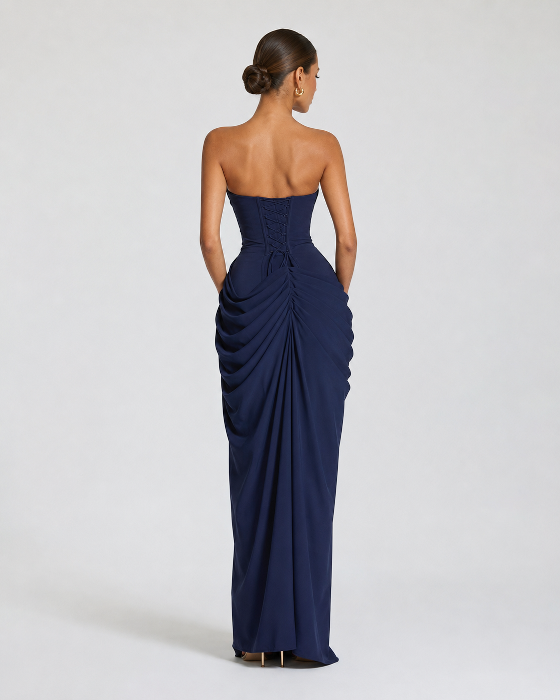 Ariadna | Vestido Largo Palabra de Honor Drapeado