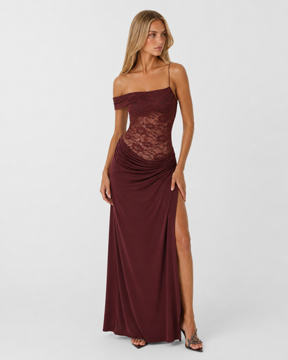 Rocío | Vestido Largo de Encaje de un Hombro