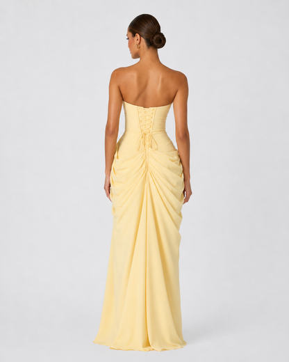 Ariadna | Vestido Largo Palabra de Honor Drapeado