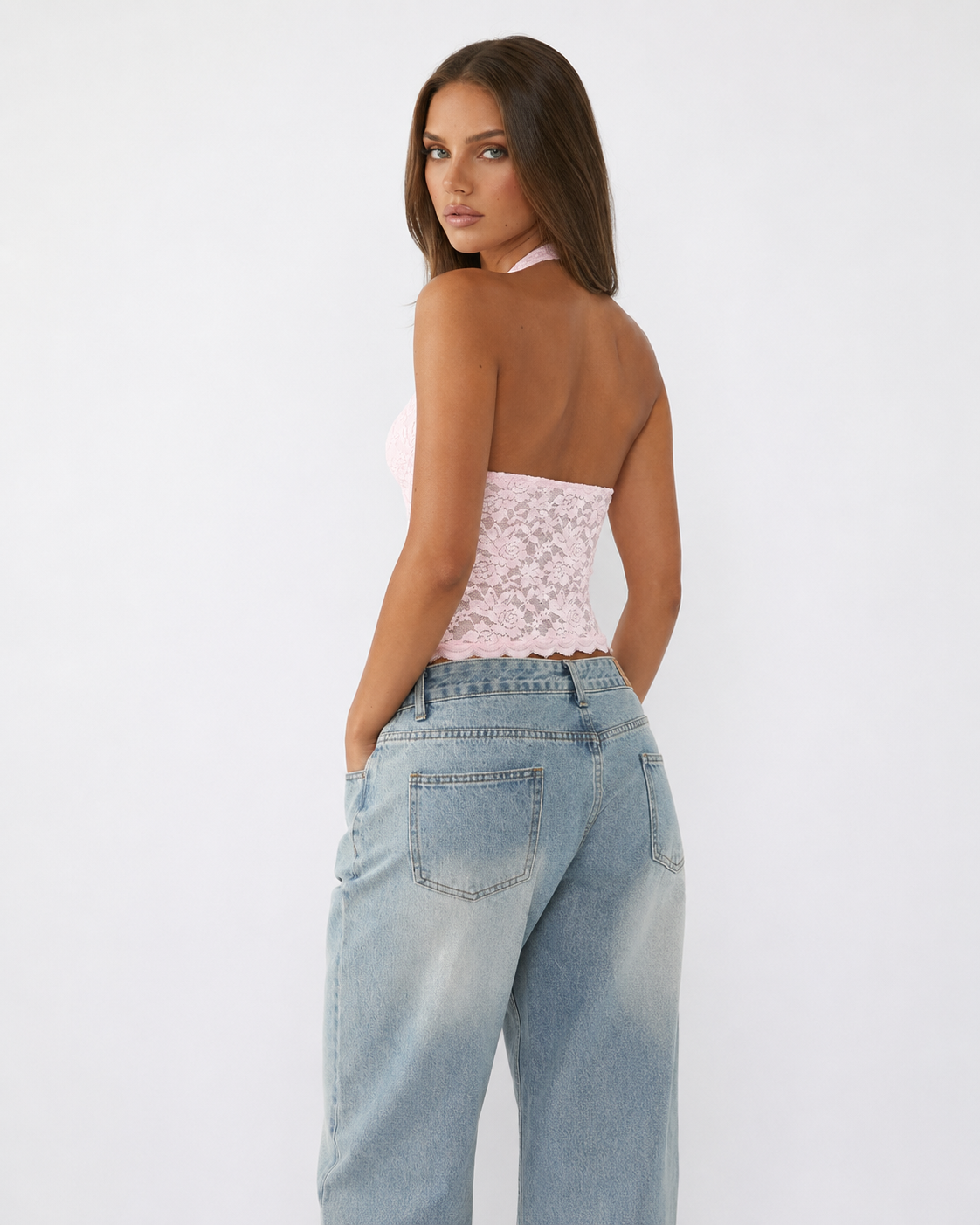 Manuela | Top Halter de Encaje Floral