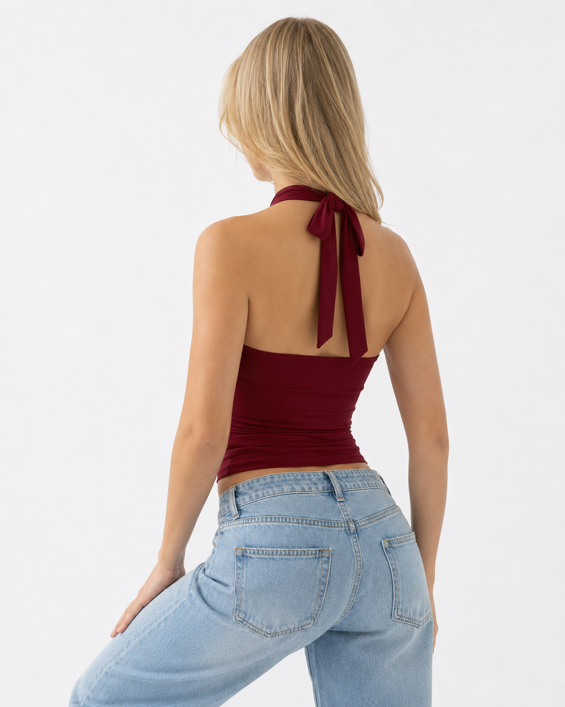 Julieta | Top Halter con Aro Dorado y Espalda Abierta